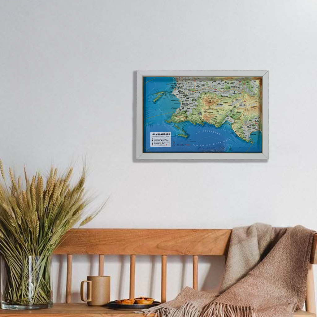 Les Calanques ( Marseille-Cassis-La Ciotat) – Carte en relief 30 × 20 cm