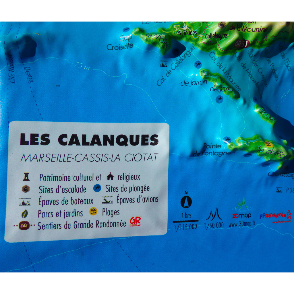 Les Calanques ( Marseille-Cassis-La Ciotat) – Carte en relief 30 × 20 cm
