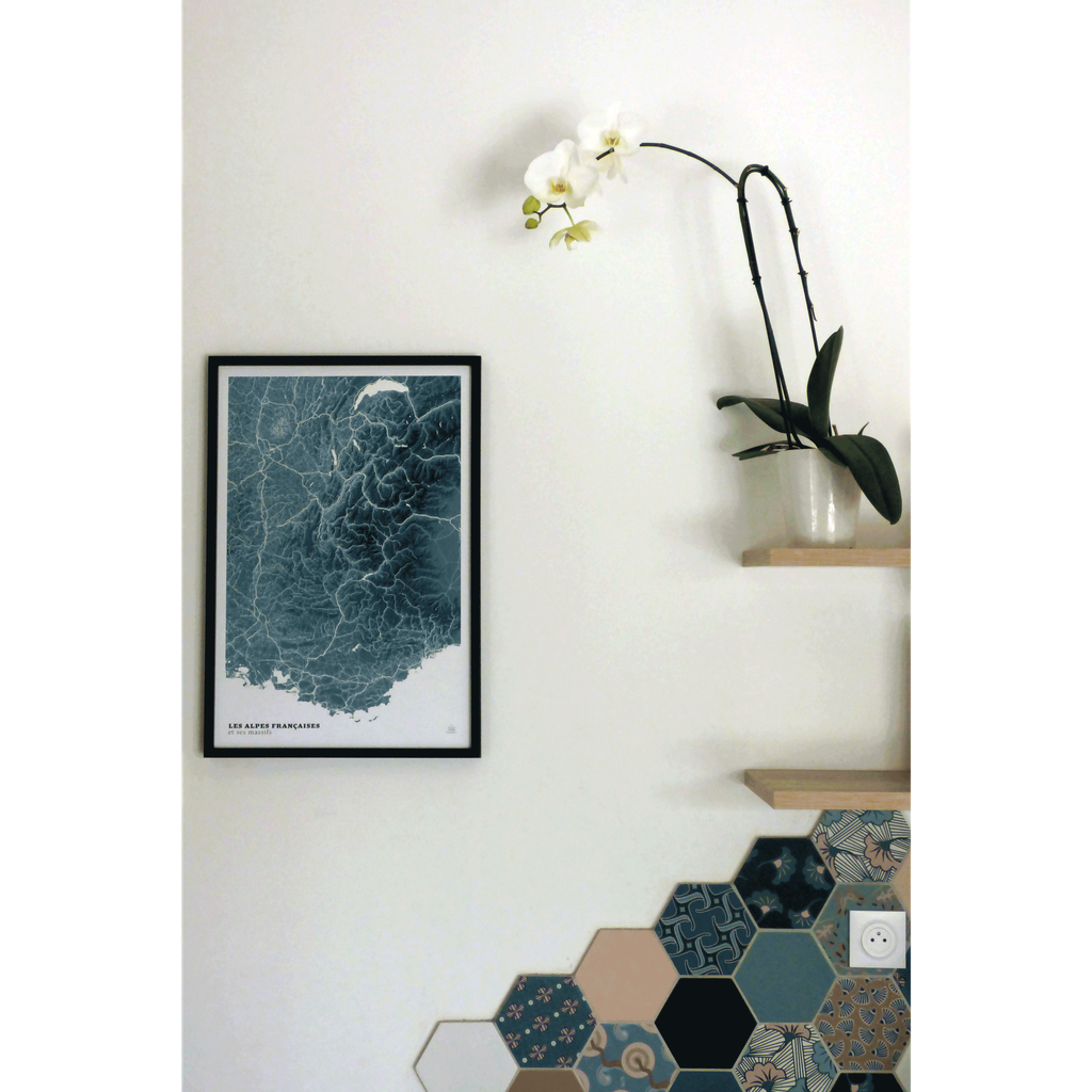 Carte 2D - Les Alpes Blue Design